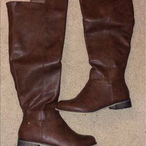 Knee high brown riding boots